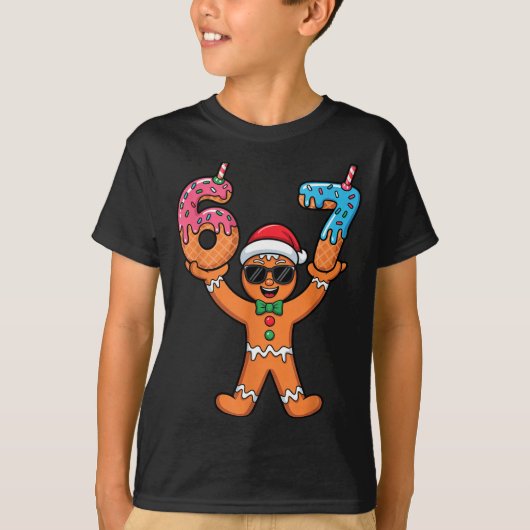 Funny Gingerbread Six Seven Meme Christmas Brainro T-shirt (Voorkant)