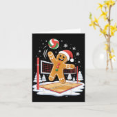 Funny Gingerbread Volleyball Player Christmas Kaart (Gele Bloem)