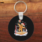 Funny Gingerbread Volleyball Player Christmas Sleutelhanger (Voorkant)