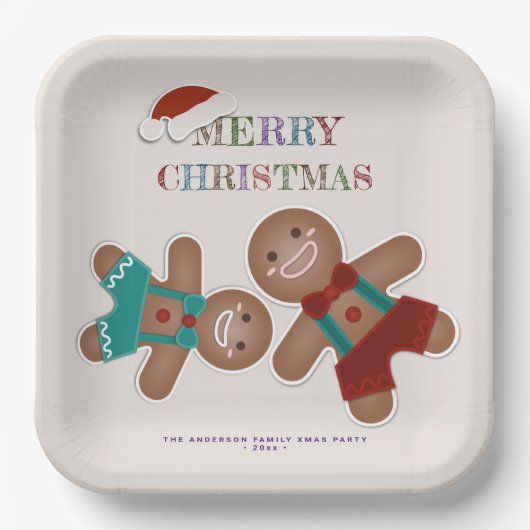 Funny Gingerbrood Cookies Kerstfeestdag Papieren Bordje (Voorkant)