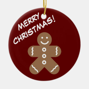 Funny gingerbrood man cartoon aangepast kerstmis keramisch ornament