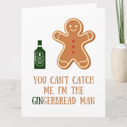 Funny Gingerbrood Man Kerstmis Kaart (Voorkant)