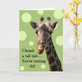 Funny Giraffe 50e carte d'anniversaire (Fleur jaune)