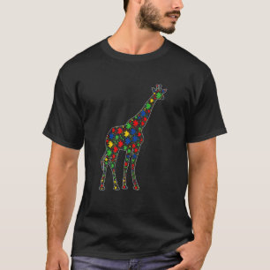 Funny Giraffe Animals Puzzle Piecessm Awarene T-shirt