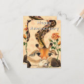 Funny Giraffe Anniversaire Carte (Devant/Arrière en situation)