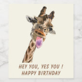 Funny Giraffe Anniversaire Vin Bouteille Étiquette (Étiquettes simples)