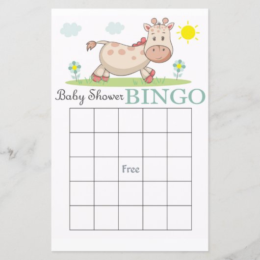 Funny Giraffe baby shower carte de bingo (Devant)