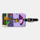 Funny Giraffe bij het strand Bagagelabel (Voorkant horizontaal)