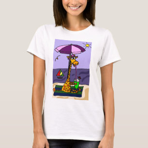 Funny Giraffe bij het strand T-shirt