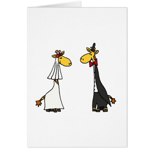 Funny Giraffe Bride en Groom Wedding Cartoon (Voorkant)