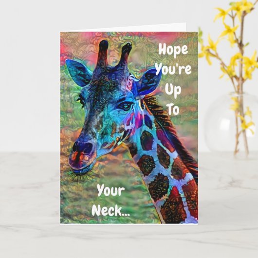 Funny Giraffe Carte d'anniversaire (Fleur jaune)