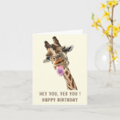 Funny Giraffe Carte d'anniversaire (Fleur jaune)