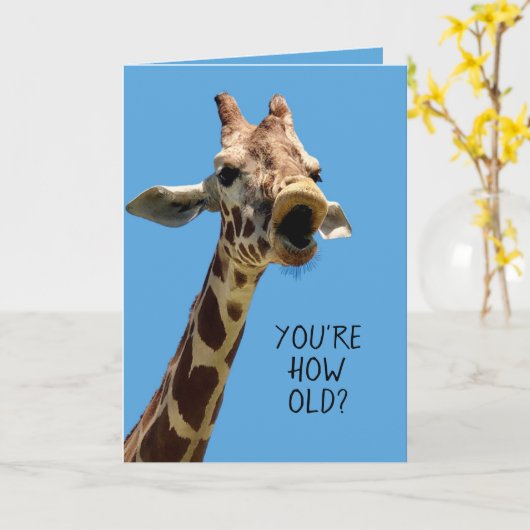 Funny Giraffe Carte d'anniversaire (Fleur jaune)