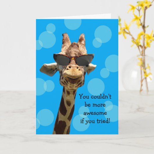 Funny Giraffe Carte d'anniversaire (Fleur jaune)