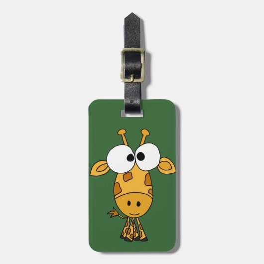 Funny Giraffe Cartoon Bagagelabel (Voorkant verticaal)