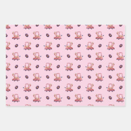 Funny Giraffe Collectie - Roze Inpakpapier Vel