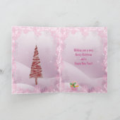 Funny Giraffe & Cupcake rose Carte de Noël (Intérieur)