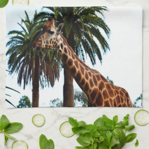 Funny Giraffe die een frambozen geeft, Theedoek