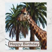 Funny Giraffe die een frambozen geeft, Wijn Etiket (Enkel label)