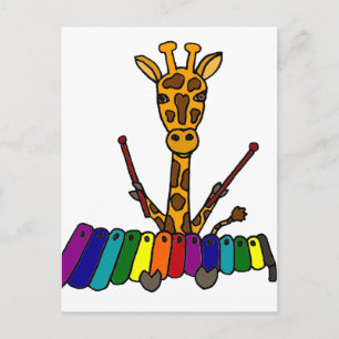 Funny Giraffe die Xylophone Cartoon speelt Briefkaart