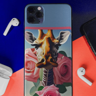 Funny Giraffe en Rozen Surreal iPhone 13 Hoesje