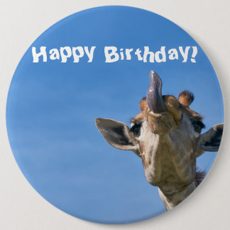 Funny Giraffe Happy Birthday Ronde Button 6,0 Cm