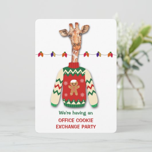 Funny Giraffe Holiday Cookie Exchange Invitation d (Debout devant)