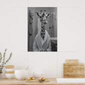 Funny Giraffe in Bathrobe Print, Quirky Bathroom Poster (Keuken)