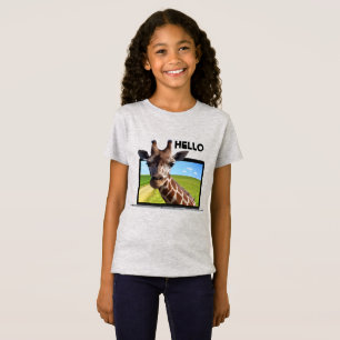 Funny Giraffe in notebook 3D foto van grafische il T-shirt
