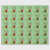 Funny Giraffe in Santa Hat-kerstontwerp Cadeaupapier (Vlak)