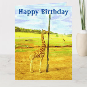 Funny Giraffe Jumbo Waterverf Birthday Kaart