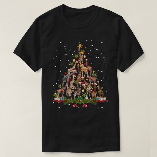 Funny Giraffe kerstboom Gift Cute T-shirt (Design voorkant)