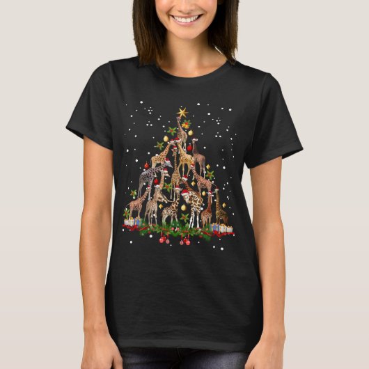 Funny Giraffe kerstboomversier T-shirt (Voorkant)
