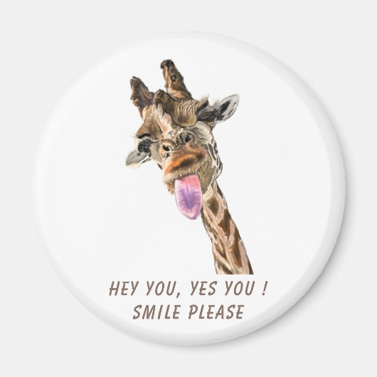 Funny Giraffe Magnet Gift - Smile - Aangepaste Tek Magneet (Voorkant)