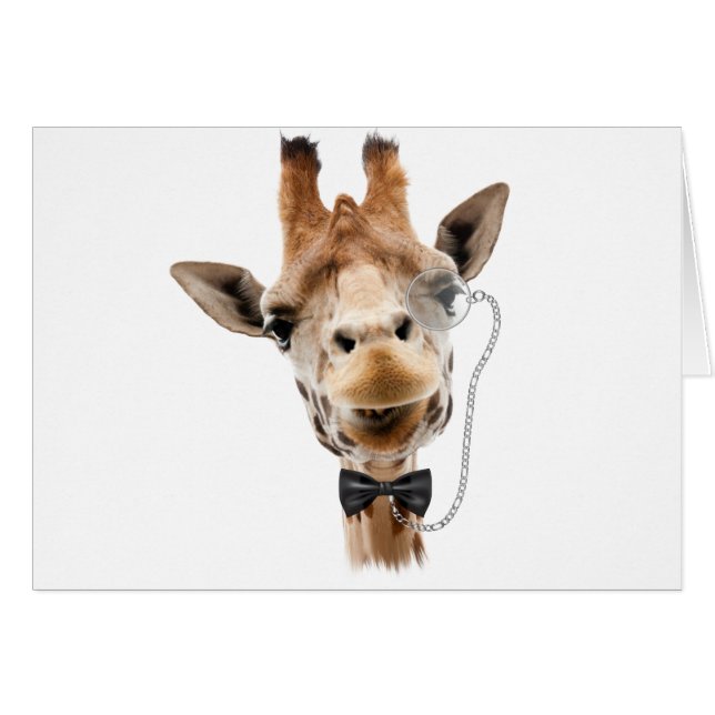 Funny Giraffe met Bowtie en Monocle (Voorkant Horizontaal)