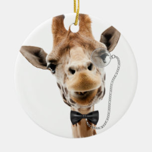 Funny Giraffe met Bowtie en Monocle Keramisch Ornament