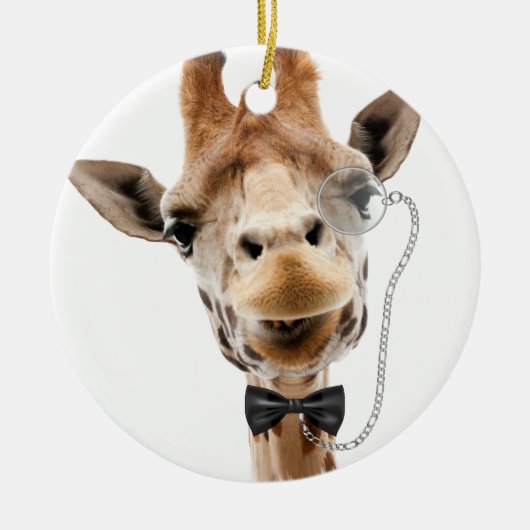 Funny Giraffe met Bowtie en Monocle Keramisch Ornament (Voorkant)