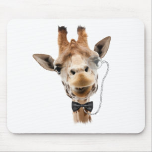 Funny Giraffe met Bowtie en Monocle Muismat