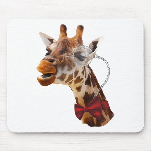 Funny Giraffe met Bowtie en Monocle Muismat (Voorkant)