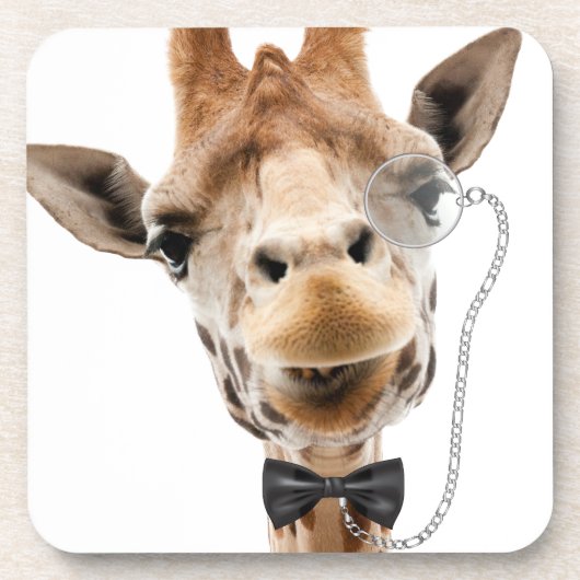 Funny Giraffe met Bowtie en Monocle Onderzetter (Voorkant)