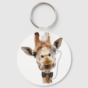Funny Giraffe met Bowtie en Monocle Sleutelhanger