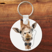 Funny Giraffe met Bowtie en Monocle Sleutelhanger (Voorkant)