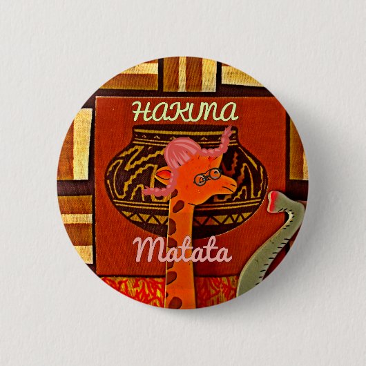 Funny Giraffe met coole tekst Hakuna Matata Ronde Button 5,7 Cm (Voorkant)