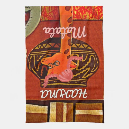 Funny Giraffe met coole tekst Hakuna Matata Theedoek (Verticaal)