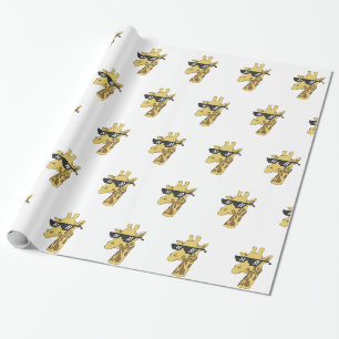Funny giraffe met zonnebrillen cadeaupapier