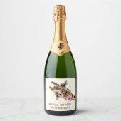 Funny Giraffe Mousserende Wijn Label - Aangepaste  Sparkling Wijnetiket (Voorkant)