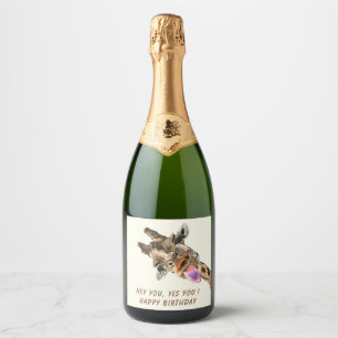 Funny Giraffe Mousserende Wijn Label - Aangepaste Sparkling Wijnetiket