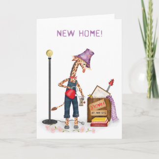 Funny giraffe new home card kaart