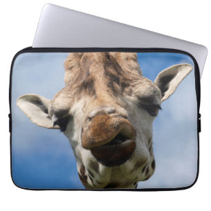 Funny giraffe portret laptop sleeve