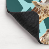 Funny Giraffe print Blauwgroen blauw dierenbescher Muismat (Hoek)